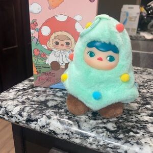 Mint Green Plush Pendant with Colorful Dots